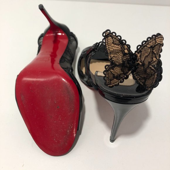 Christian Louboutin Black Lace And Patent Leather - Picture 4 of 6